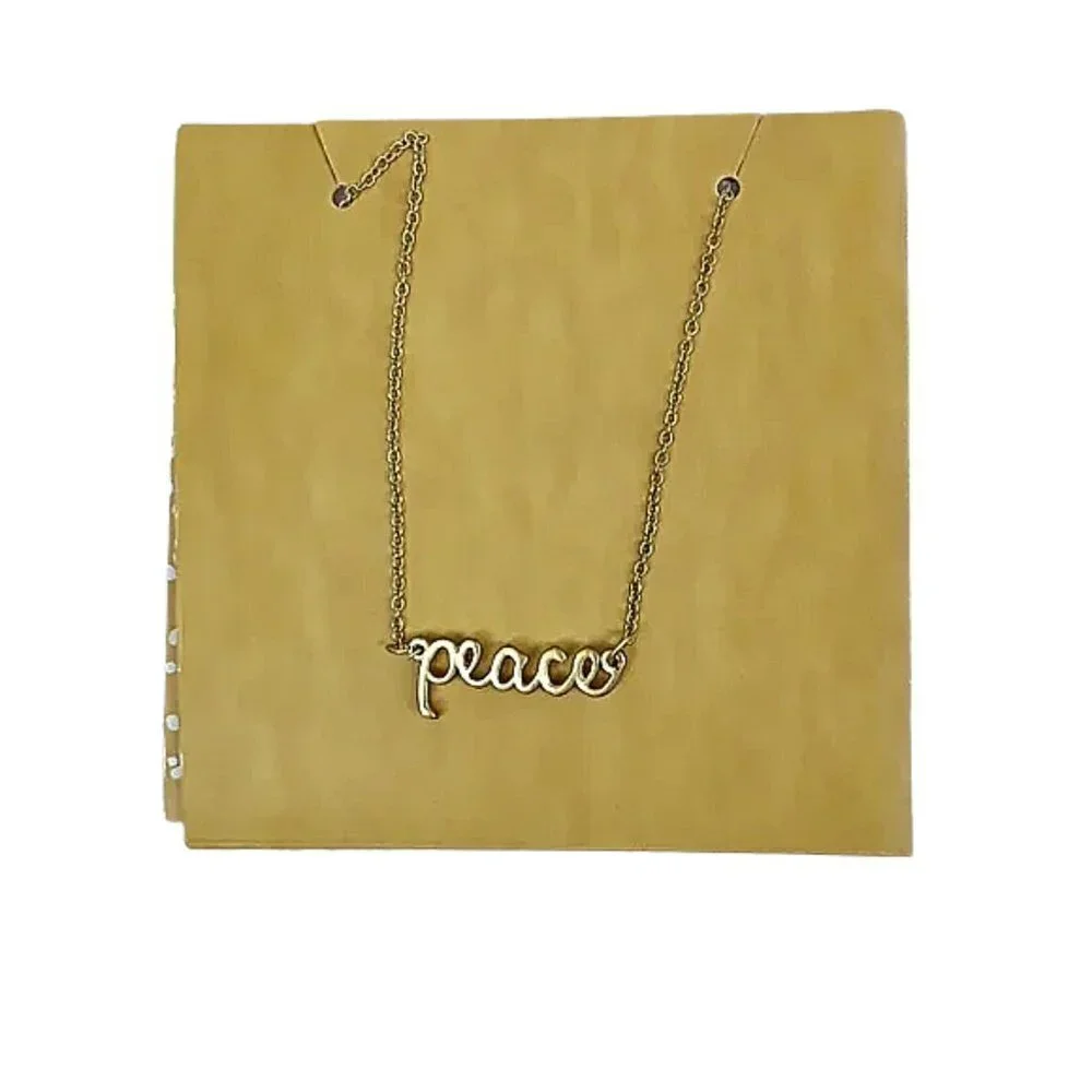 Peace Gift Necklace Gift Card Set Chain Necklace With Gift Holder Gold